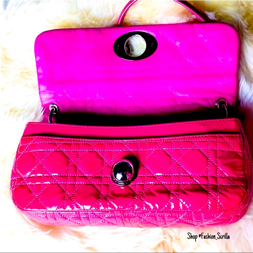 Dior Grand Sac Rendez-Vous Pink Fuchsia Patent Leather Shoulder bag - Picture 3 of 13